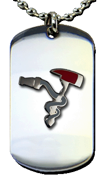 Hose and Axe Firefighter dog tag
