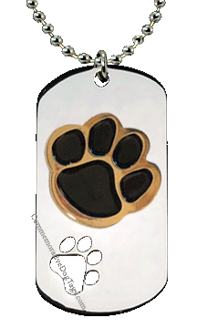 Stainless Steel Gold Paw Dog Tag