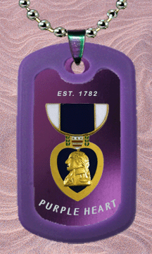 Purple Heart Ribbon Dog Tag