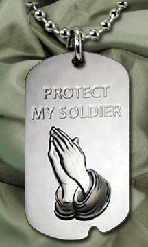 Stainless Steel Protect My Soldier Dog Tag