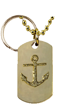 Navy Gold Ladies Style Dog Tag Gold Archor
