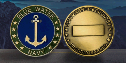 Navy Blue Water Challenge Coin