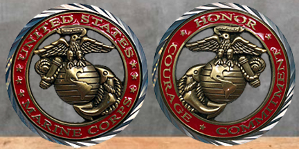 US Marine Corp Core Value Challenge Coin