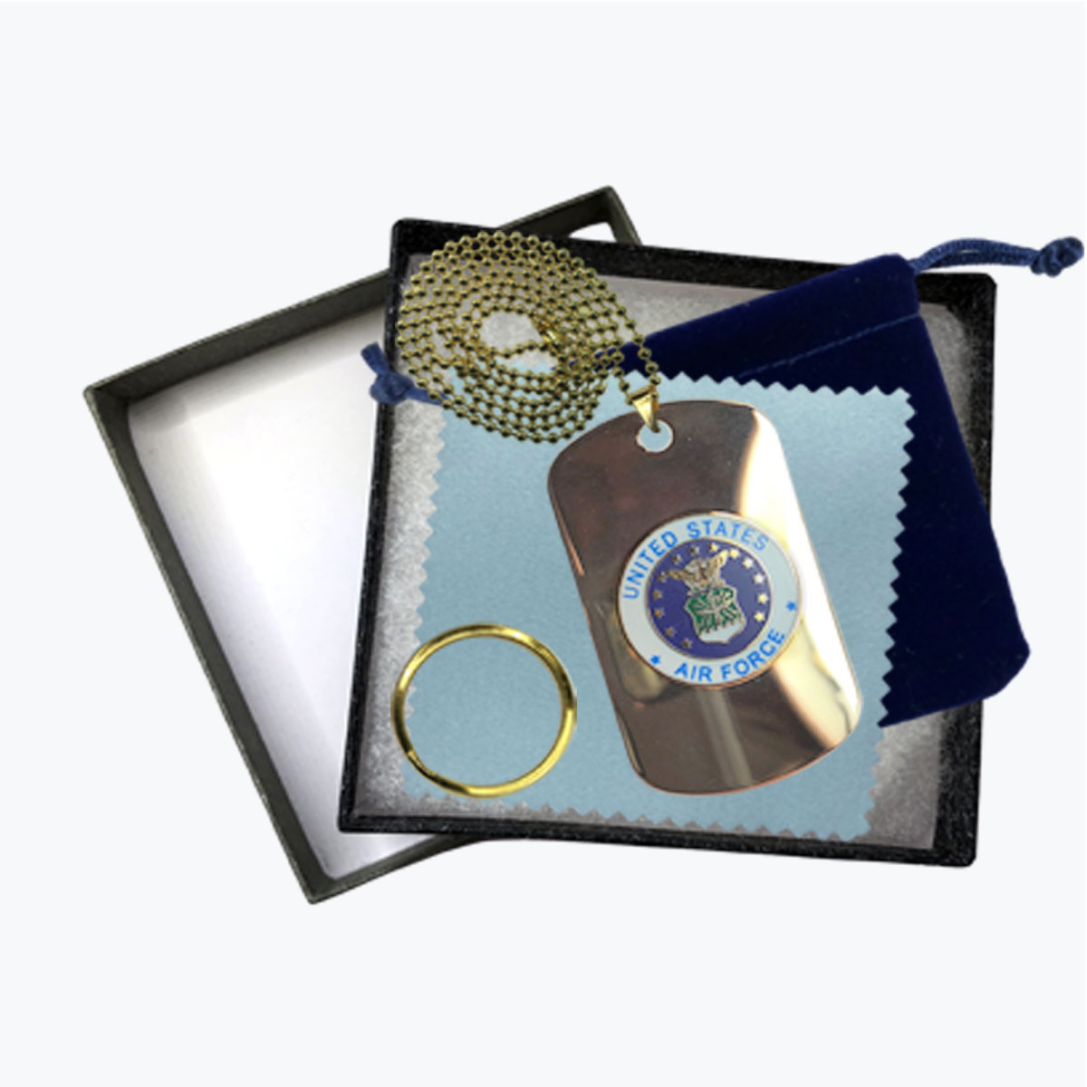 24K Gold-Plated Air Force Insignia Dog Tag Gift Set