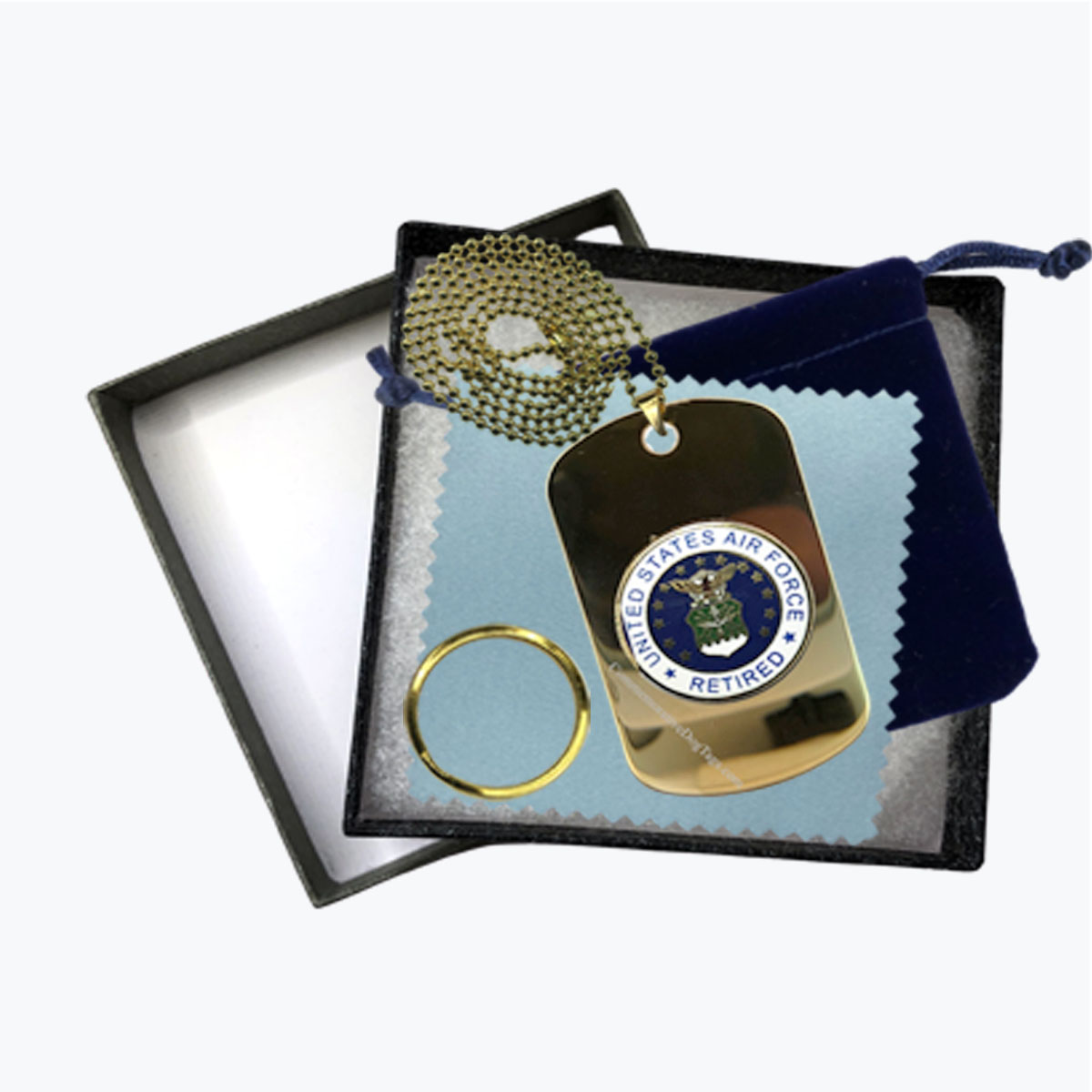 24K Gold-Plated Air Force Retired Dog Tag Gift Set