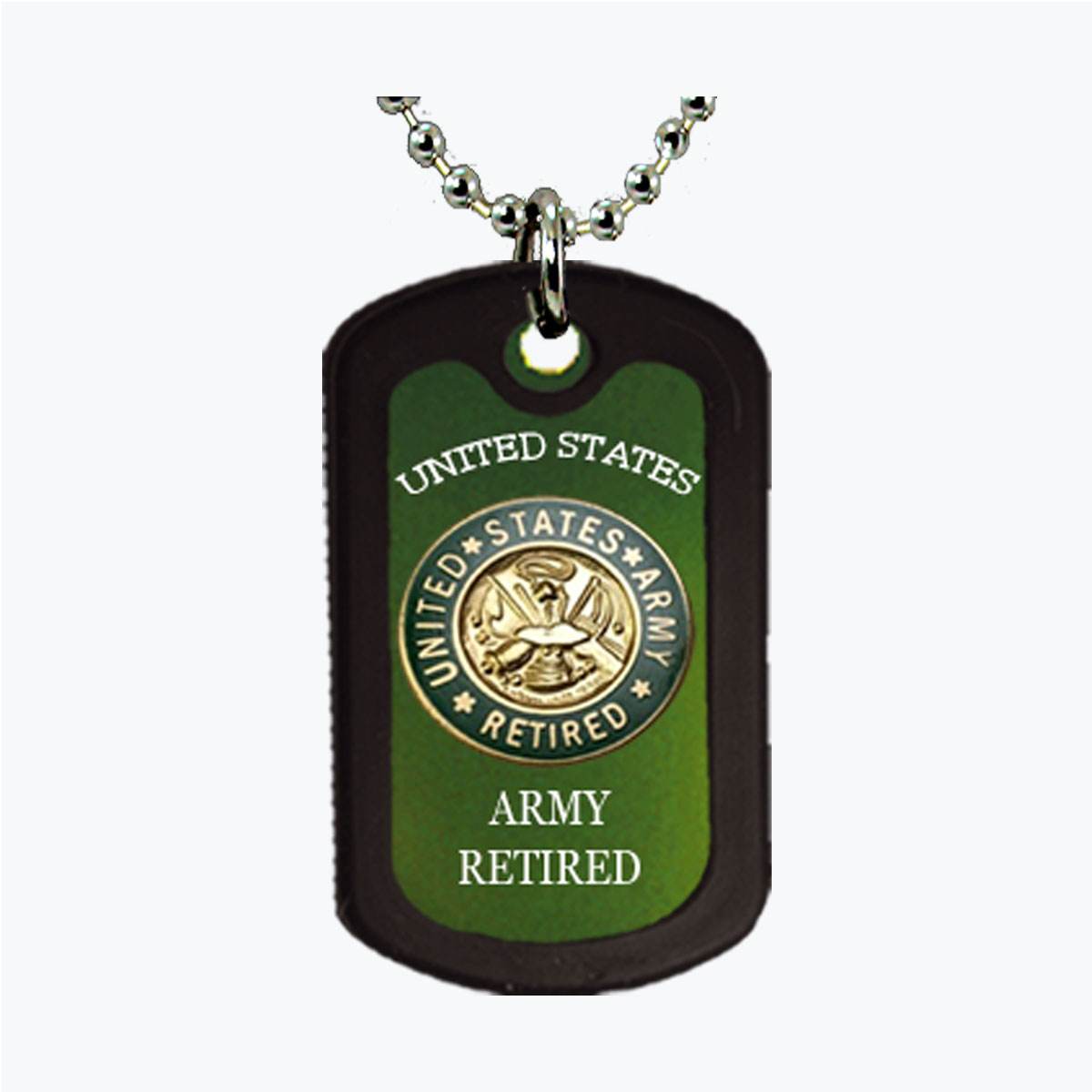 Army Retired Green Aluminum Dog Tag