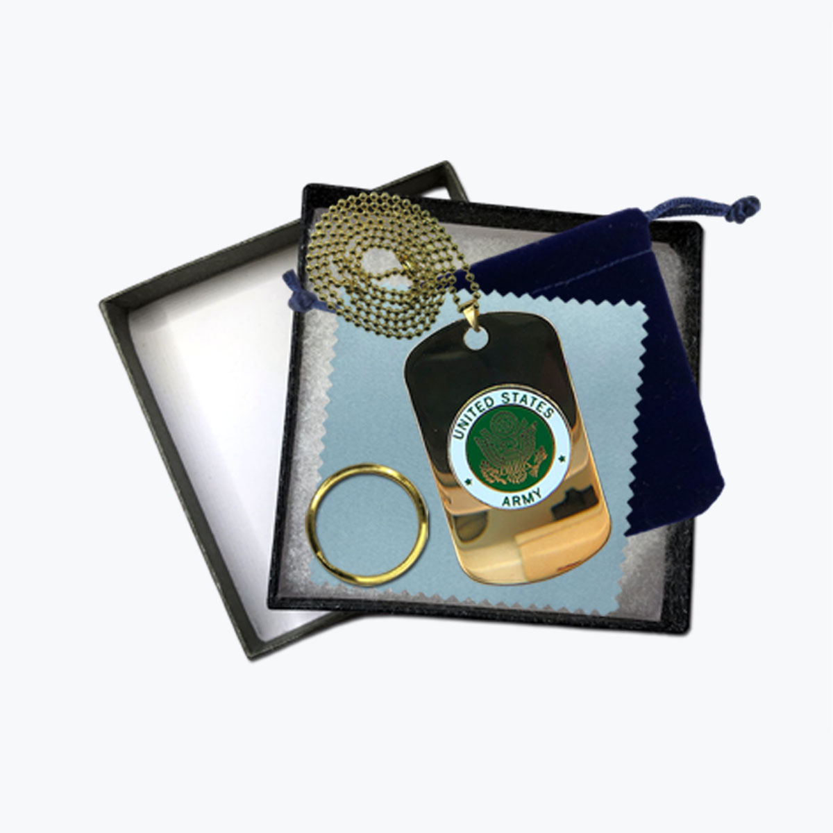 24k Gold Plated Army Insignia Gift Set Dog Tag