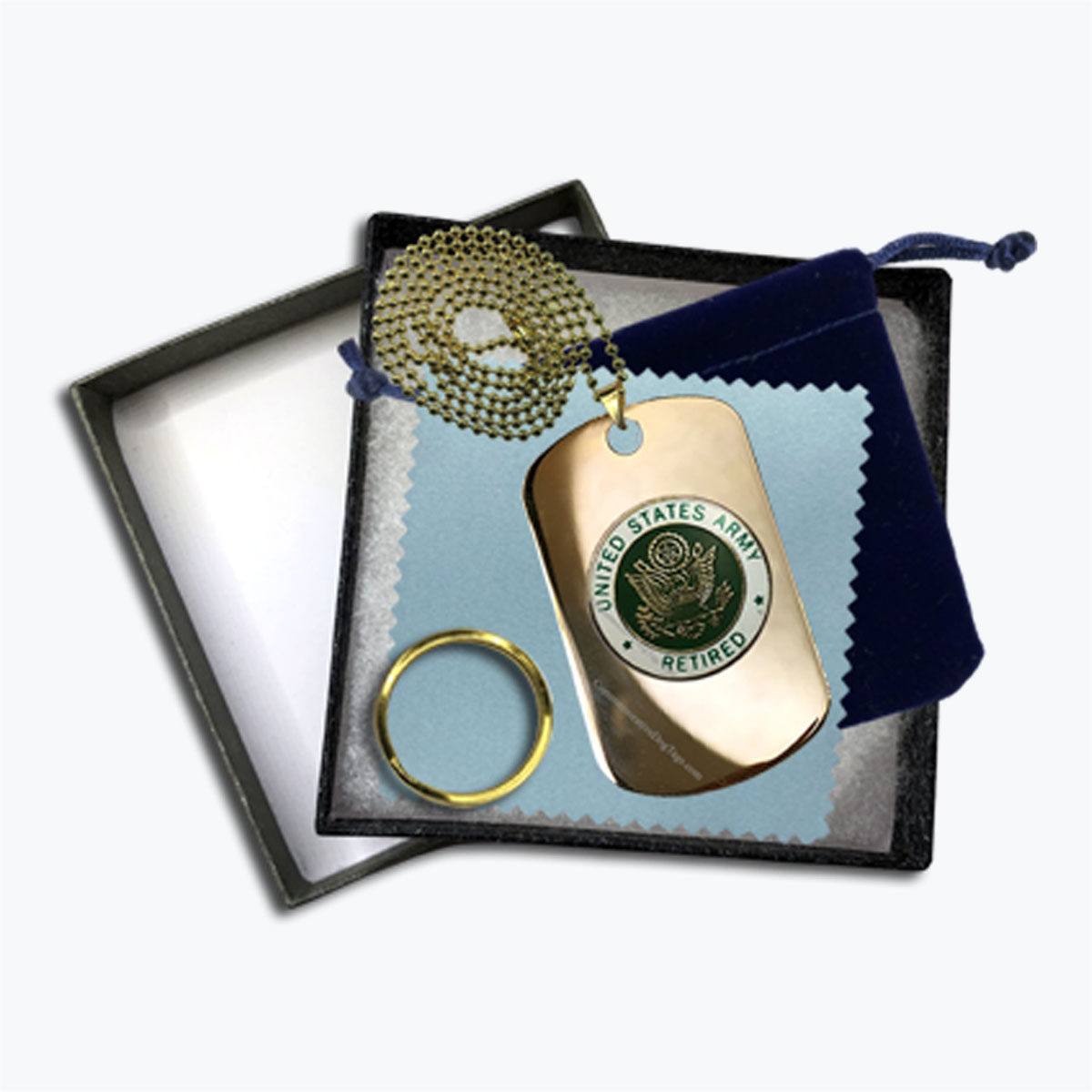 24k Gold-Plated Army Retired Dog Tag Gift Set