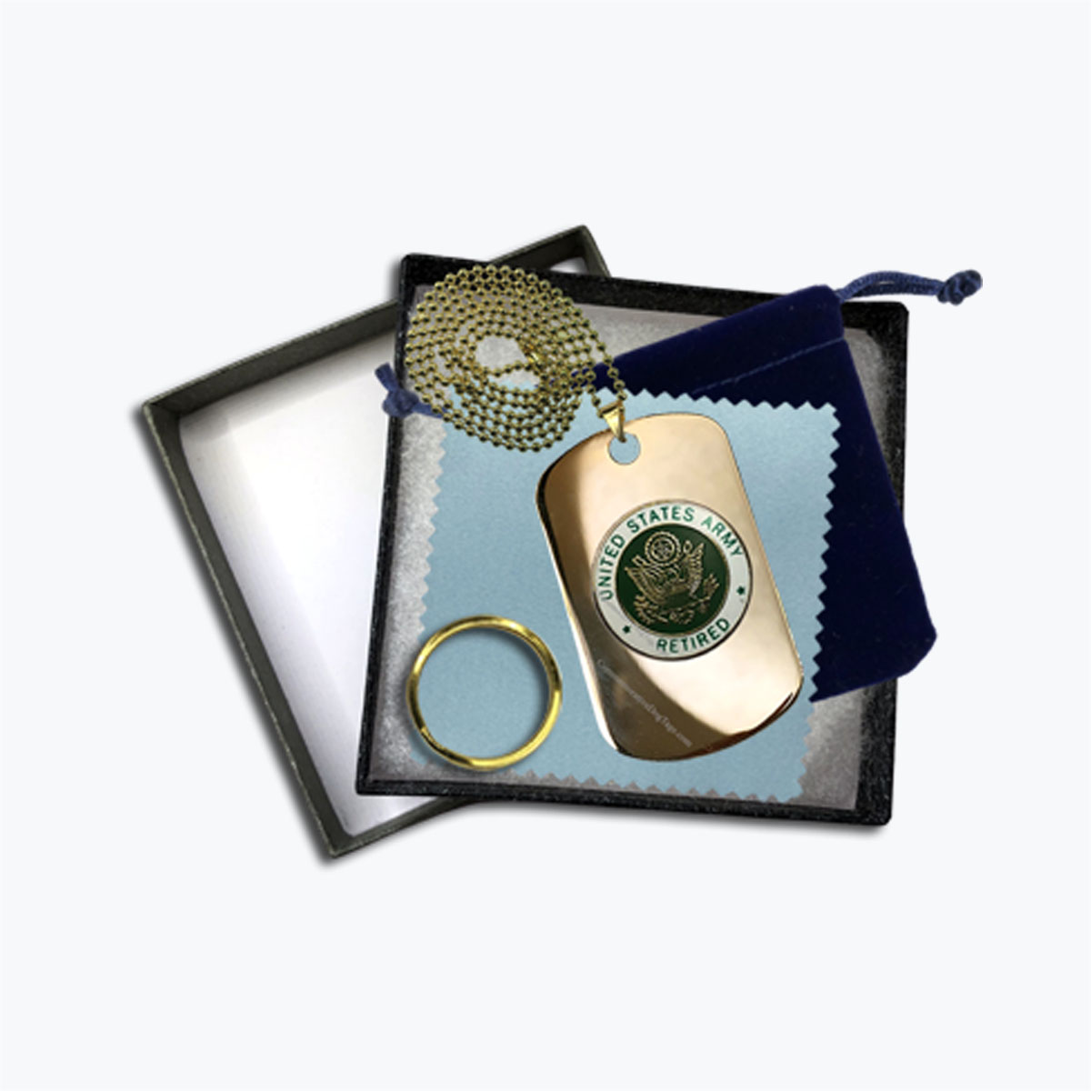 24k Gold Plated Army Retired Gift Set Dog Tag