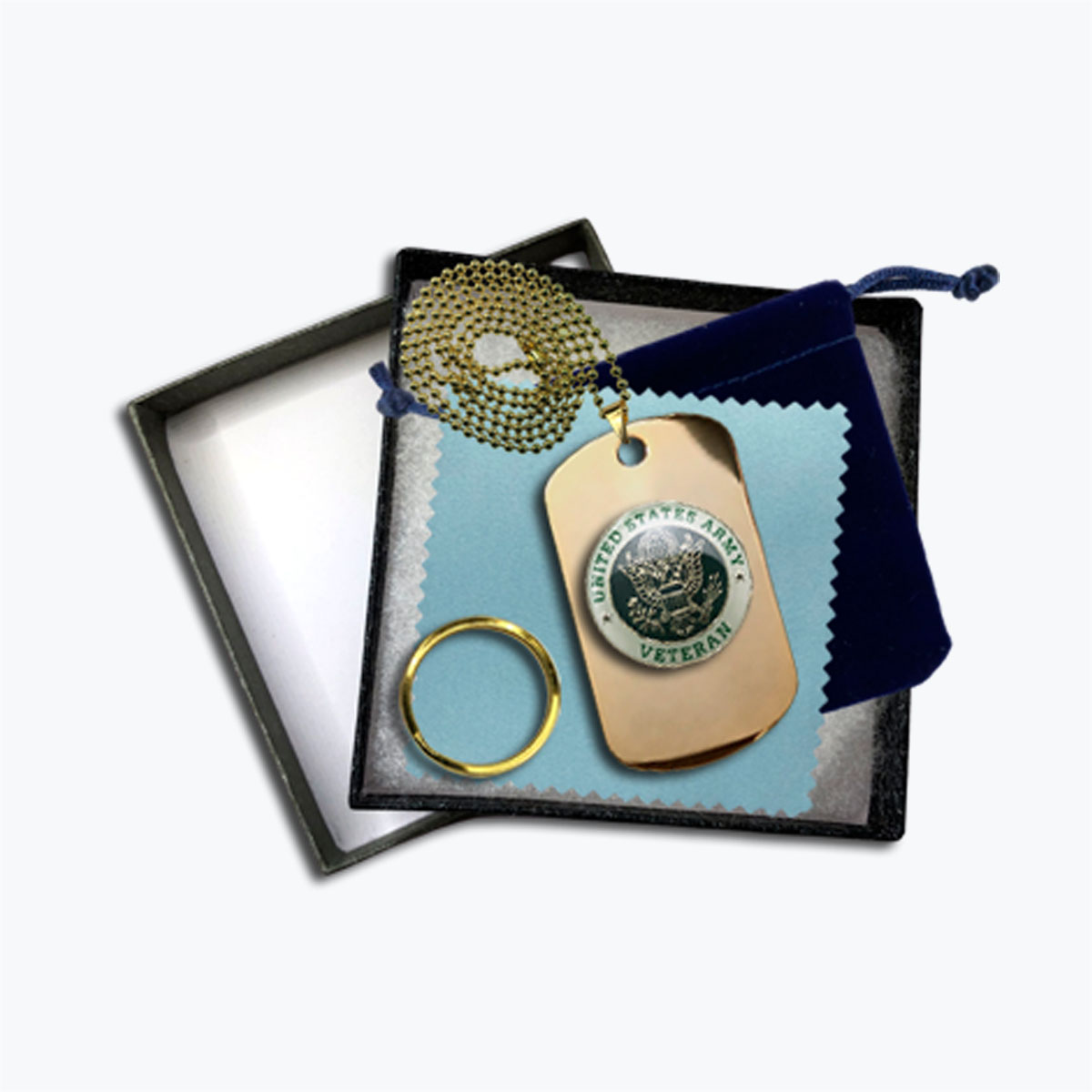 24k Gold Plated Army Veteran Gift Set Dog Tag