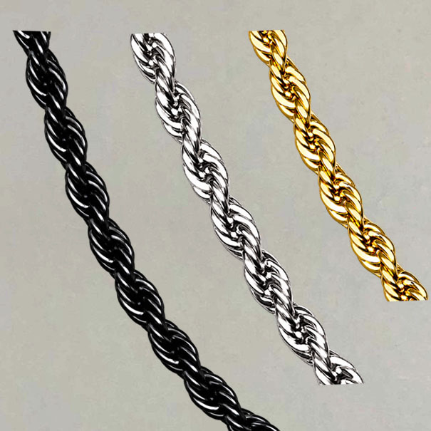 Close-up of 2.0mm twisted rope chains