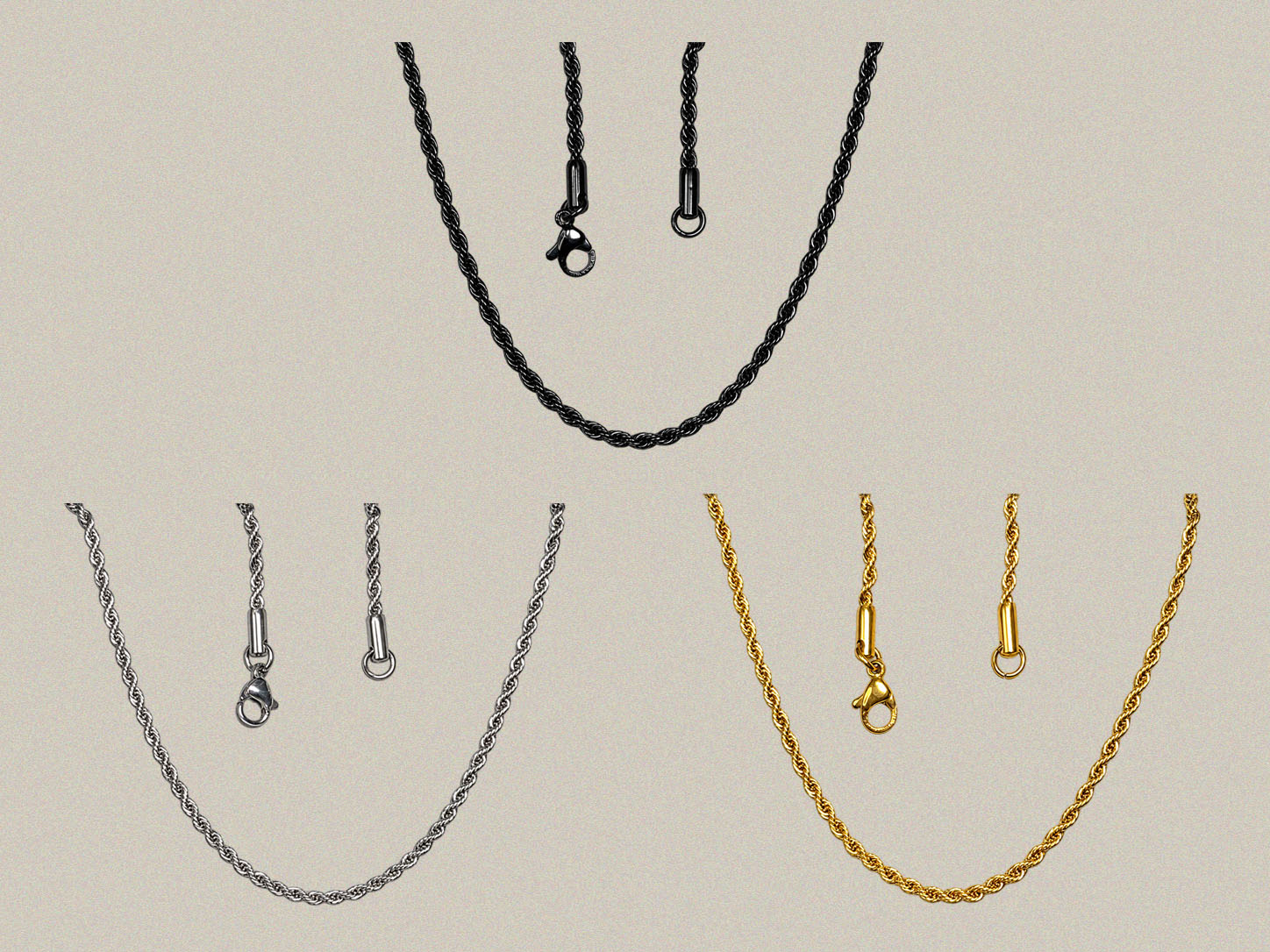 2.0mm Twisted Rope Chains - 24 Inch