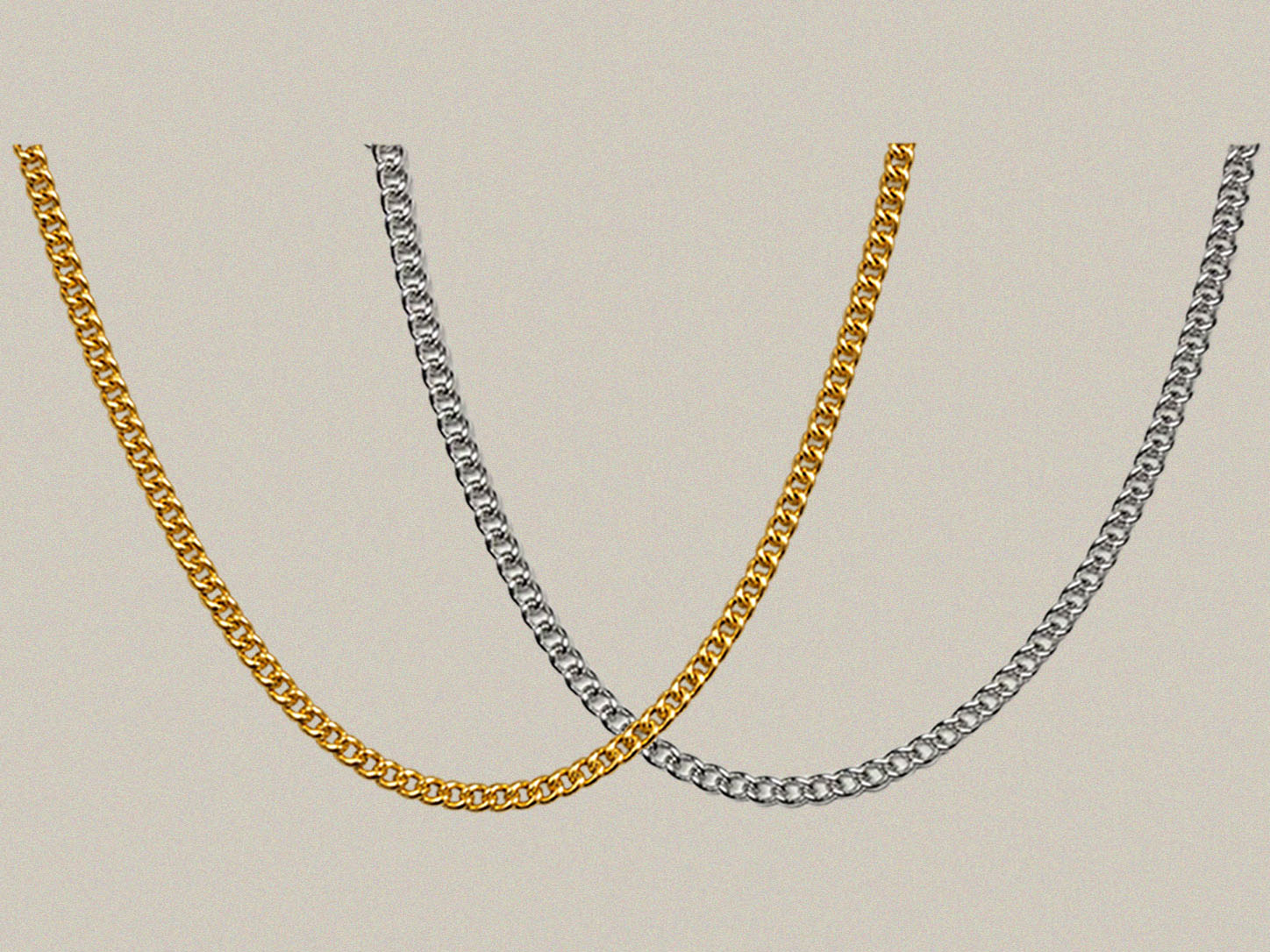 2.2mm Gold & Stainless Steel Curb Link Chains