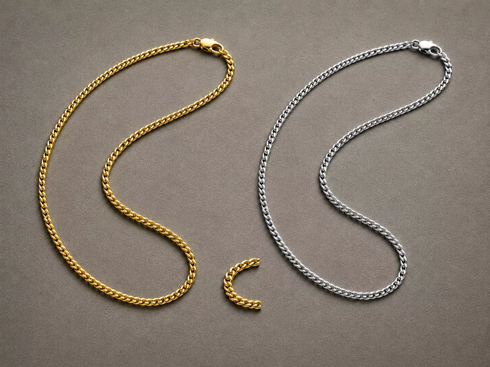 2.2mm Gold & Stainless Steel Curb Link Chains