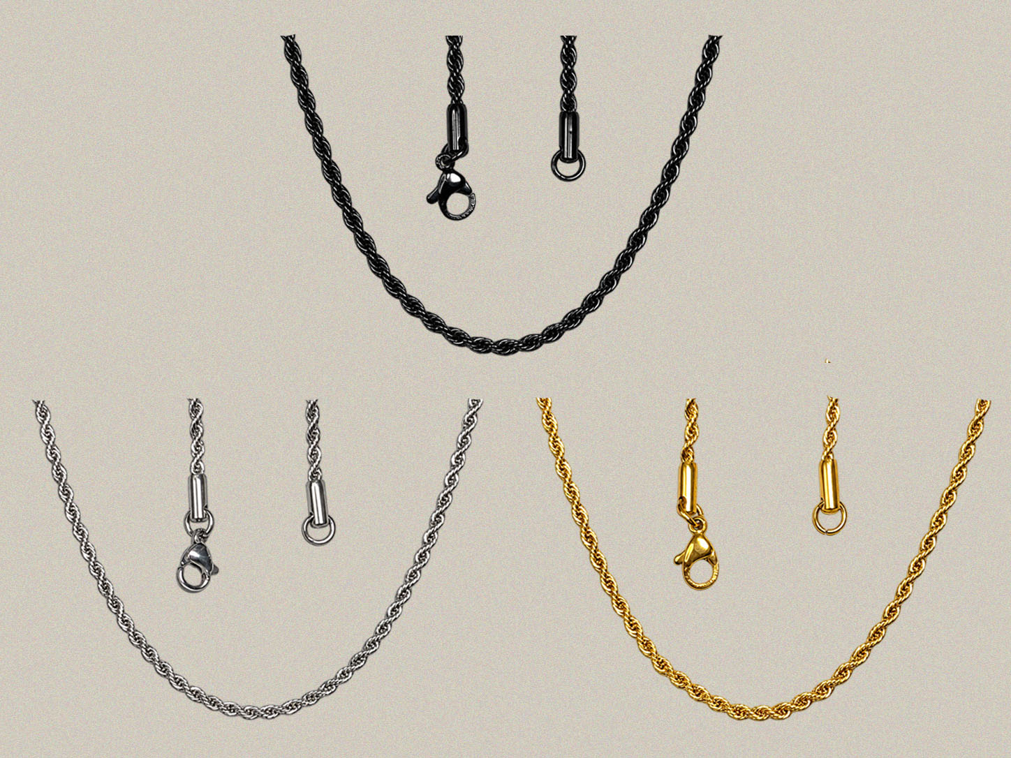 2.5mm Twisted Rope Chains - 27 Inch