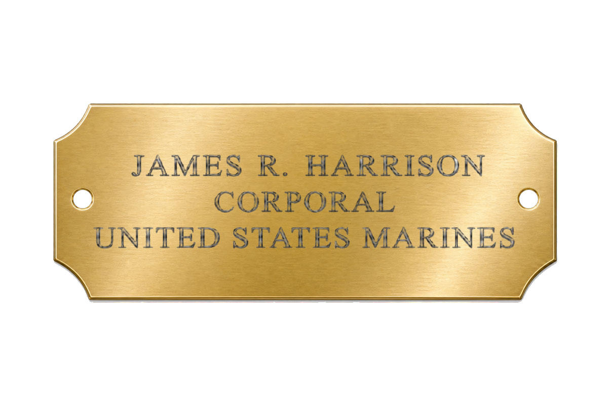 Gold Flag Case Plaque with Silver Lettering