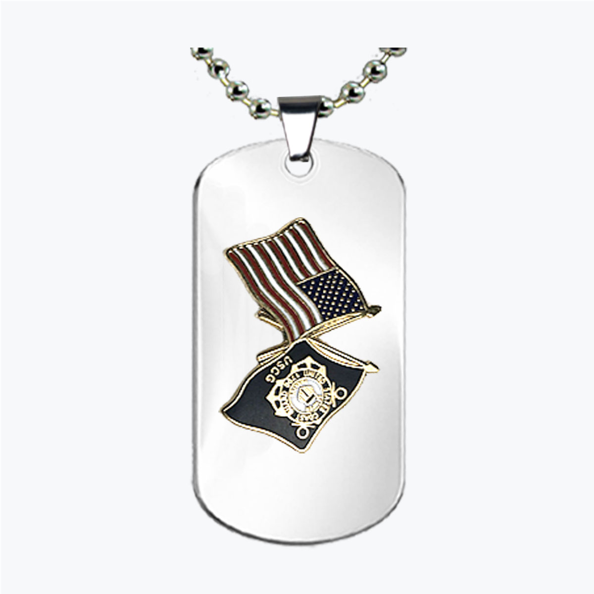 Coast Guard Flag with US Flag Dog Tag