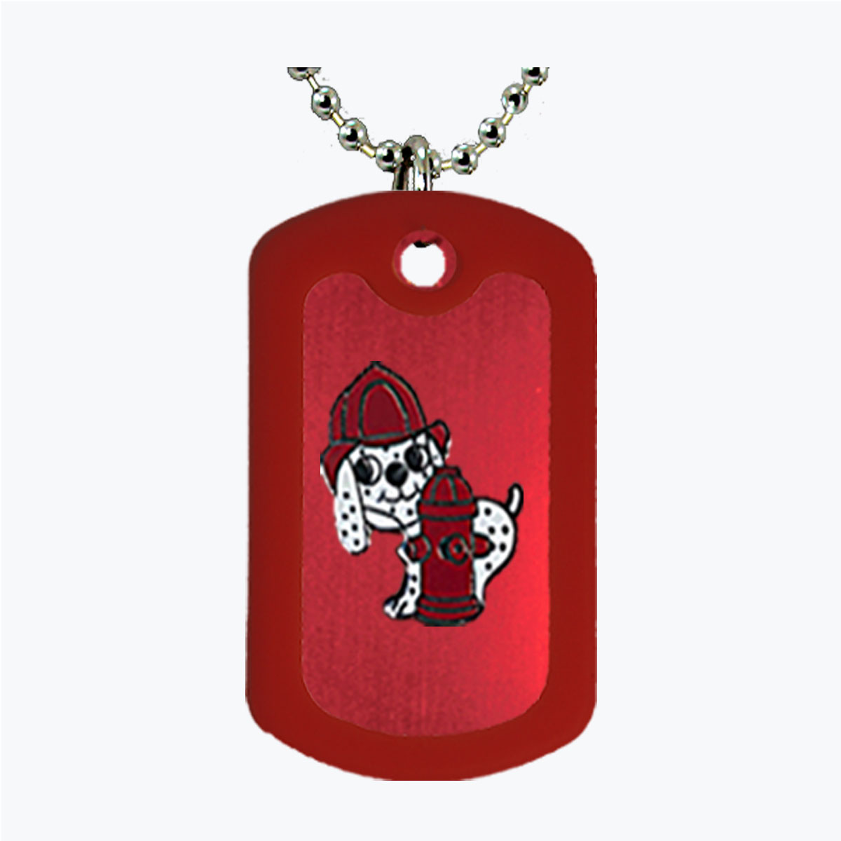 Firefighter Dalmatian and Hydrant Aluminum Dog Tag