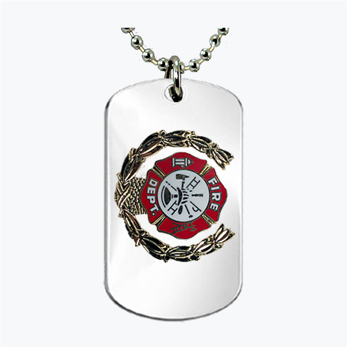 Firefighter Red Wreath Dog Tag