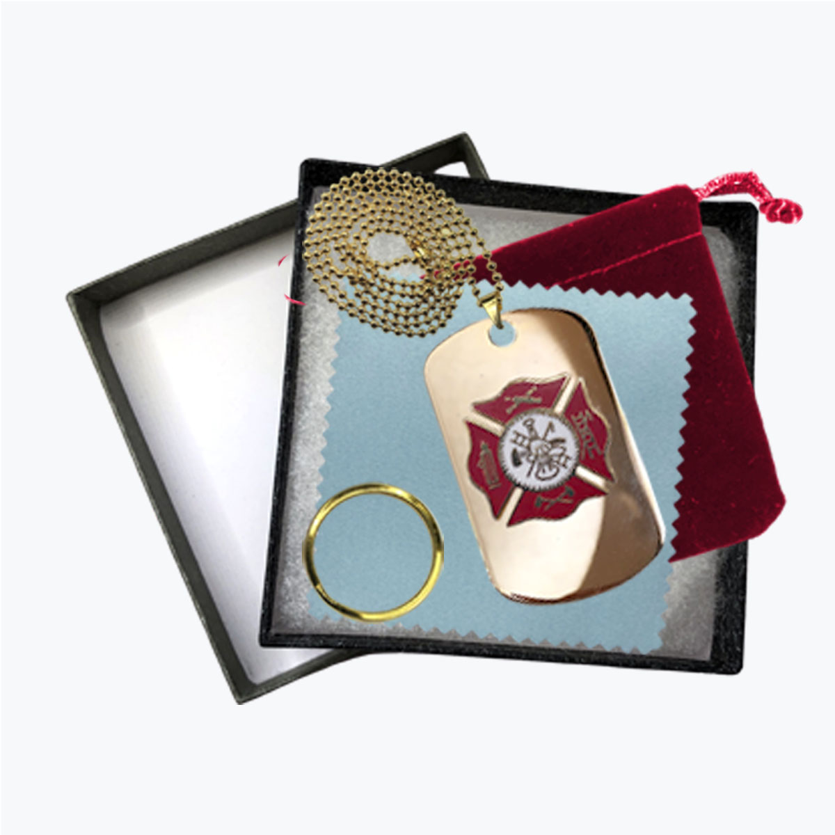 Firefighter White Insignia 24k Gold Plated Dog Tag