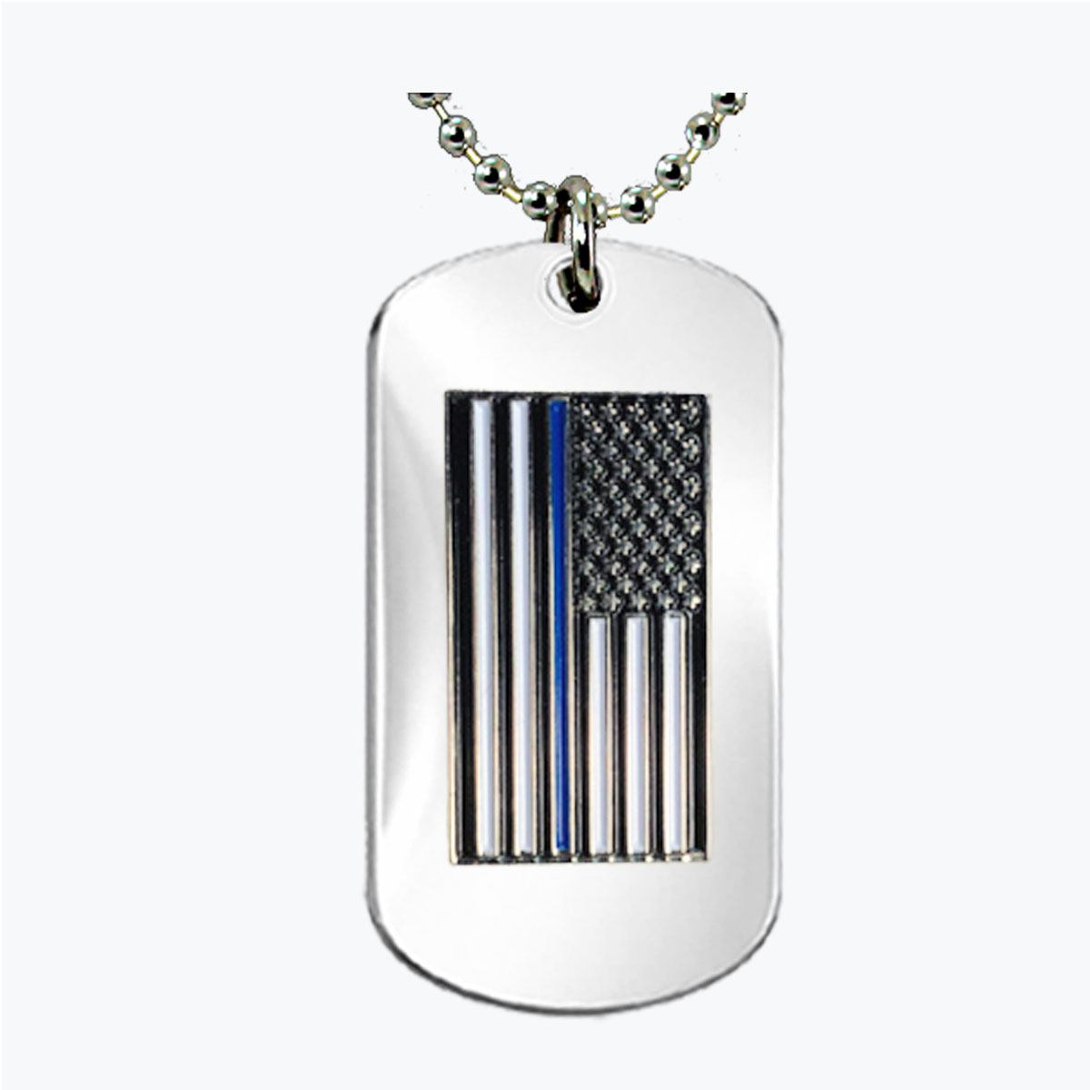 Police Blue Line Flag Dog Tag
