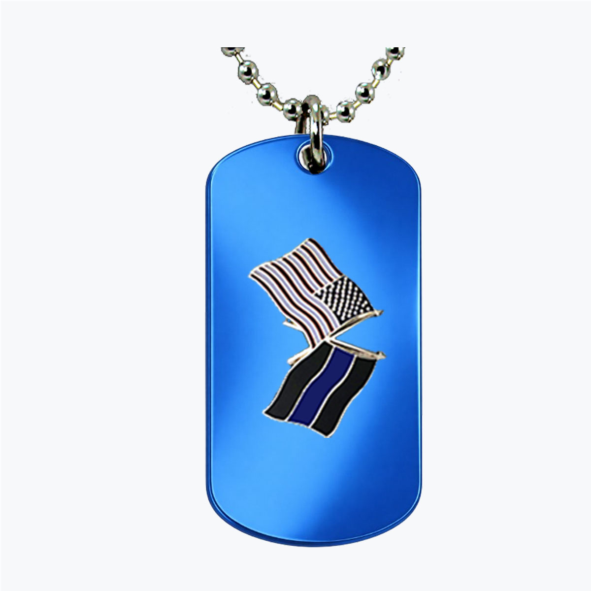Thin Blue Line Flag with US Flag Dog Tag