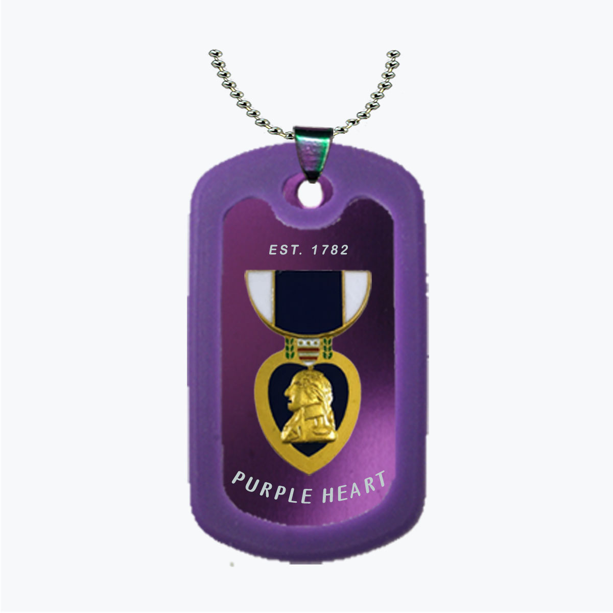 Purple Heart Ribbon Aluminum Dog Tag