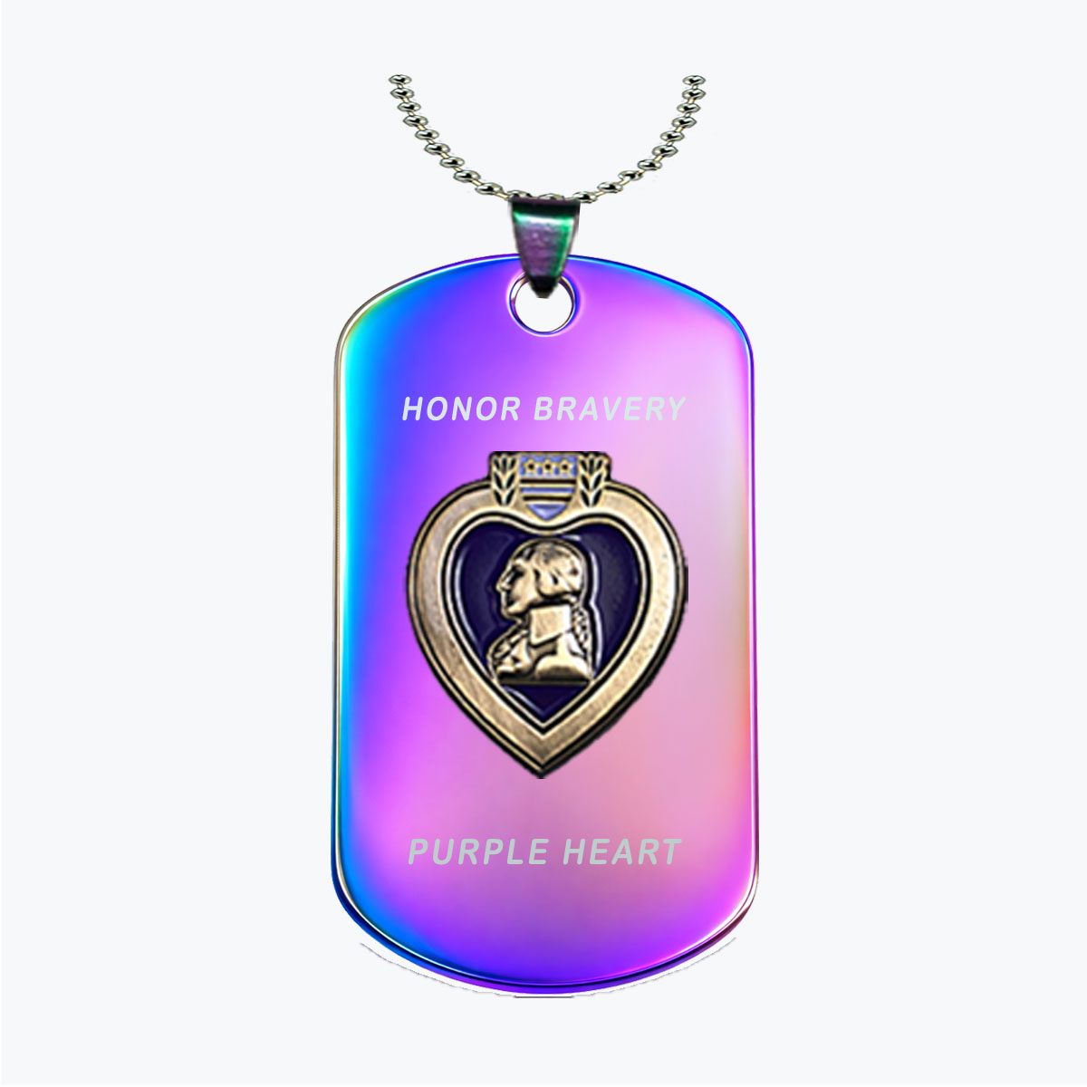 Purple Heart Stainless Steel Dog Tag