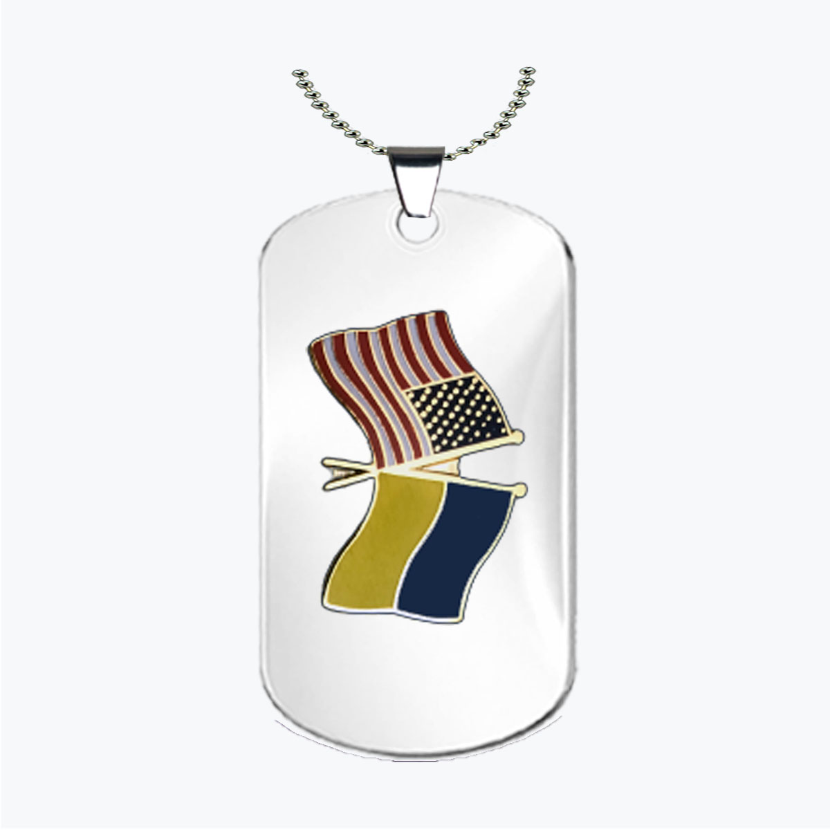 US-Ukrain Flags Stainless Steel Dog Tag
