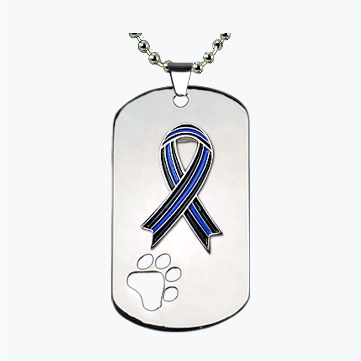 K9 Thin Blue Line Ribbon Paw Dog Tag