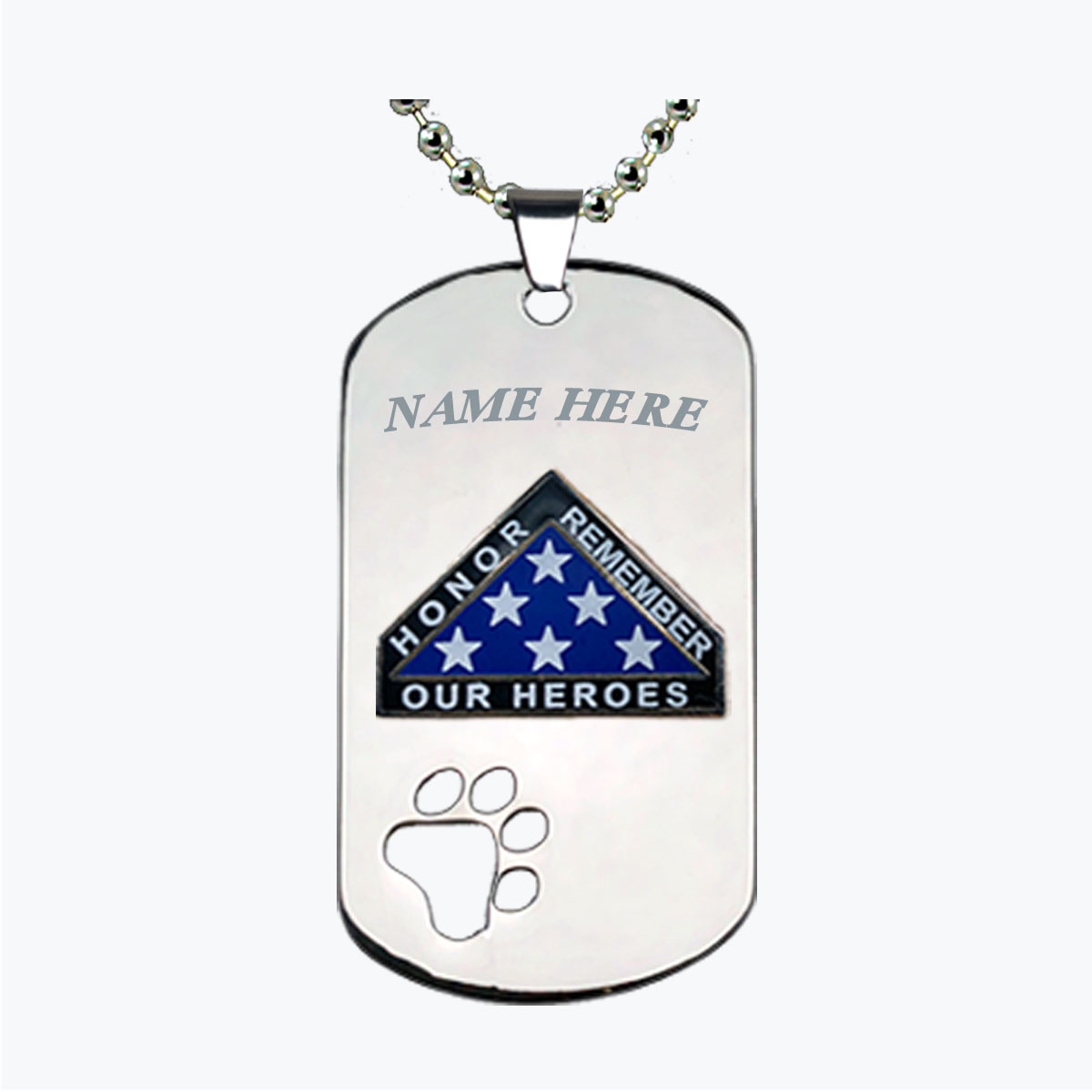 K9 Unit Memorial Paw Cutout Dog Tag