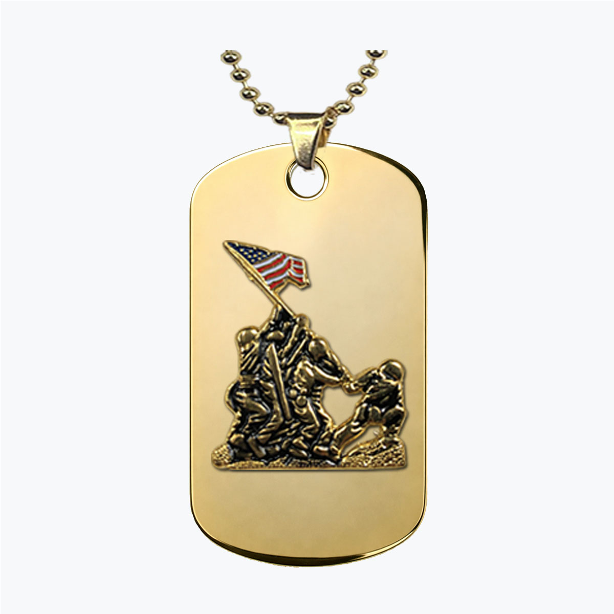 Iwo Jima Gold Stainless Steel Dog Tag