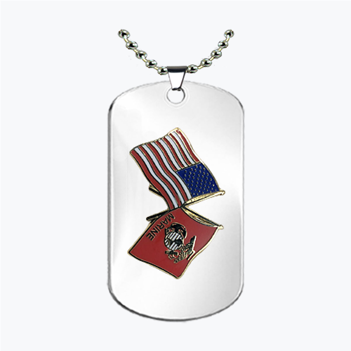 Marine Flag with US Flag Dog Tag