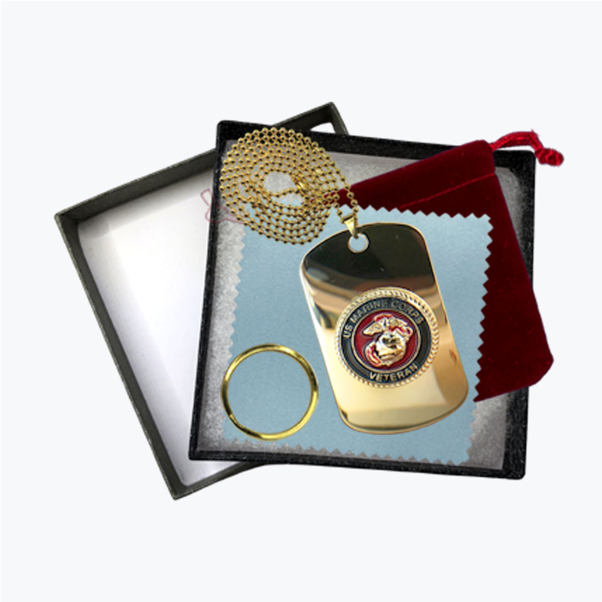 Marine Veteran 24k Gold Plated Dog Tag