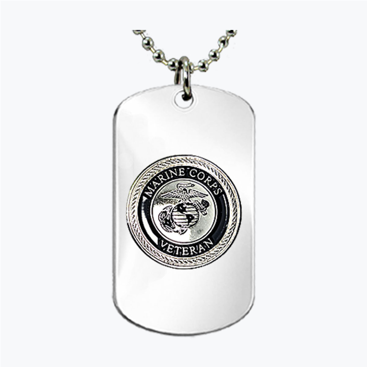 Marine Veteran Silver Dog Tag