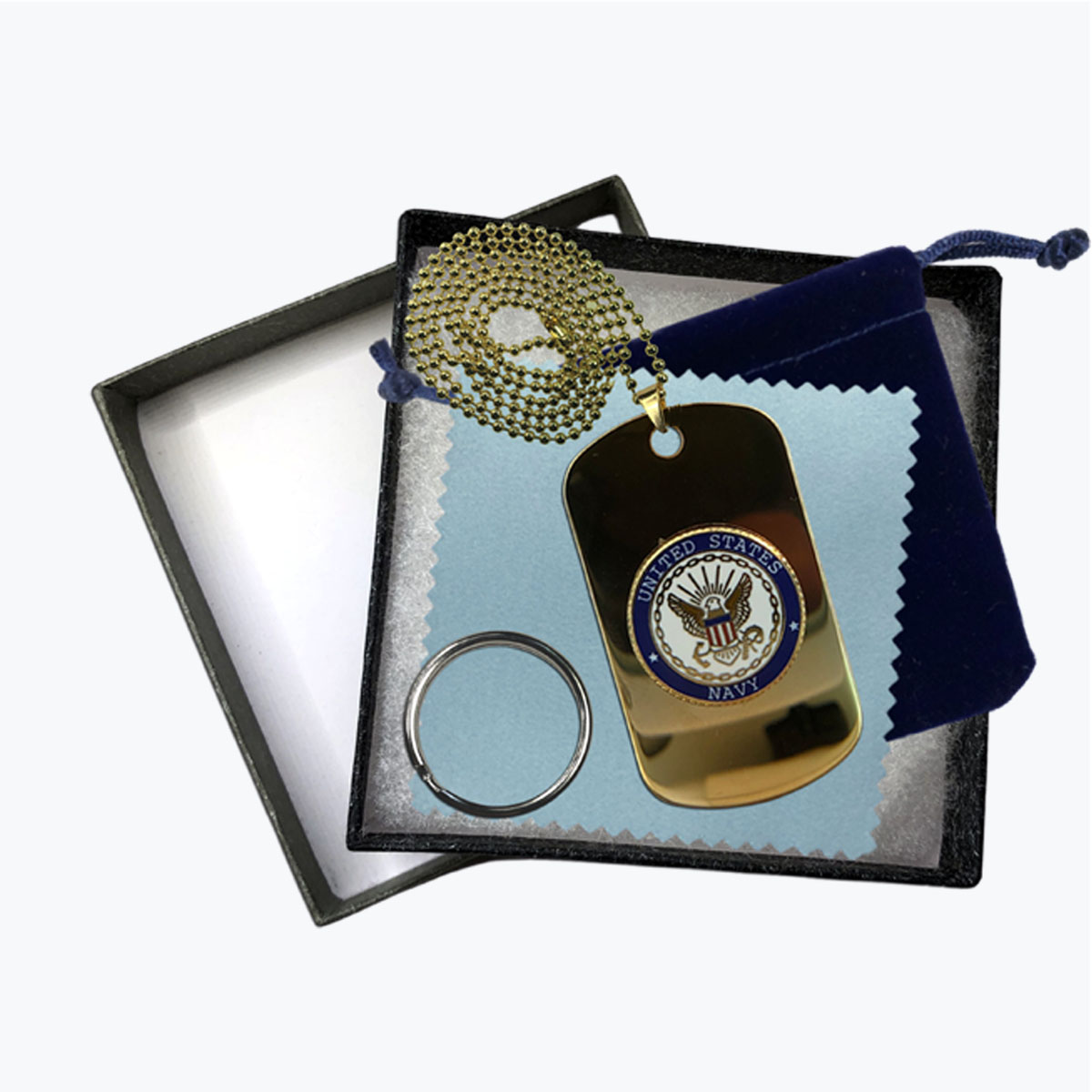 24k Gold Plated Navy Insignia Gift Set Dog Tag