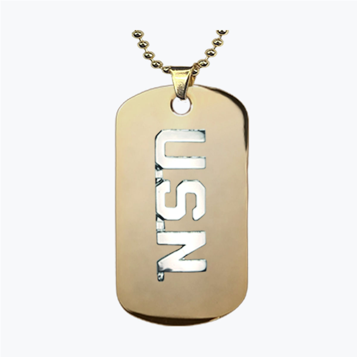 Navy Gold Stainless Dog Tag with USN