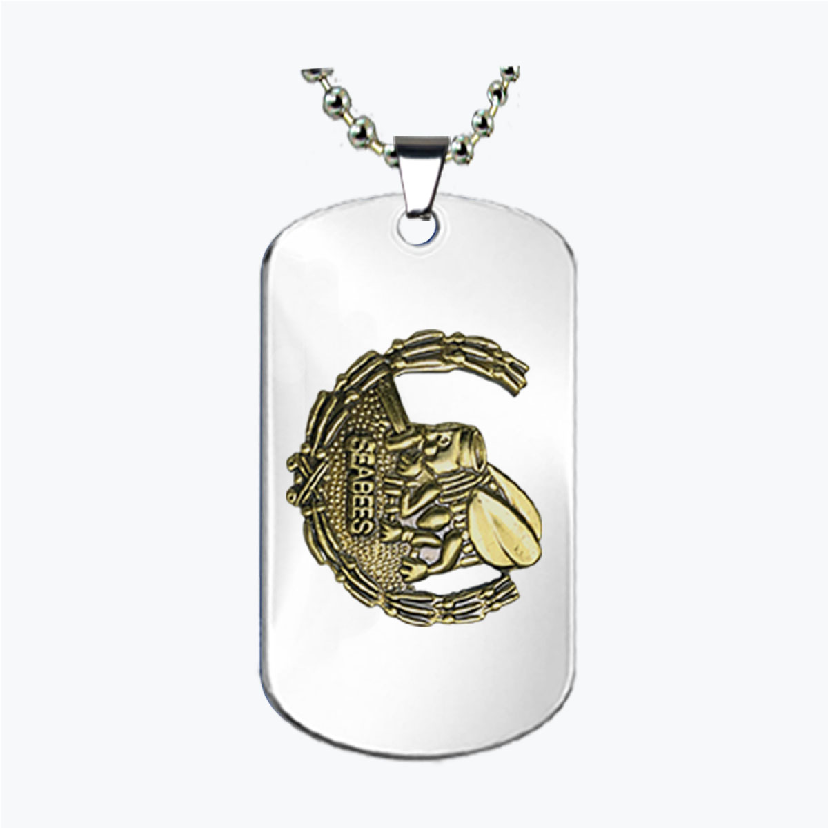 Navy Seabee Wreath Dog Tag