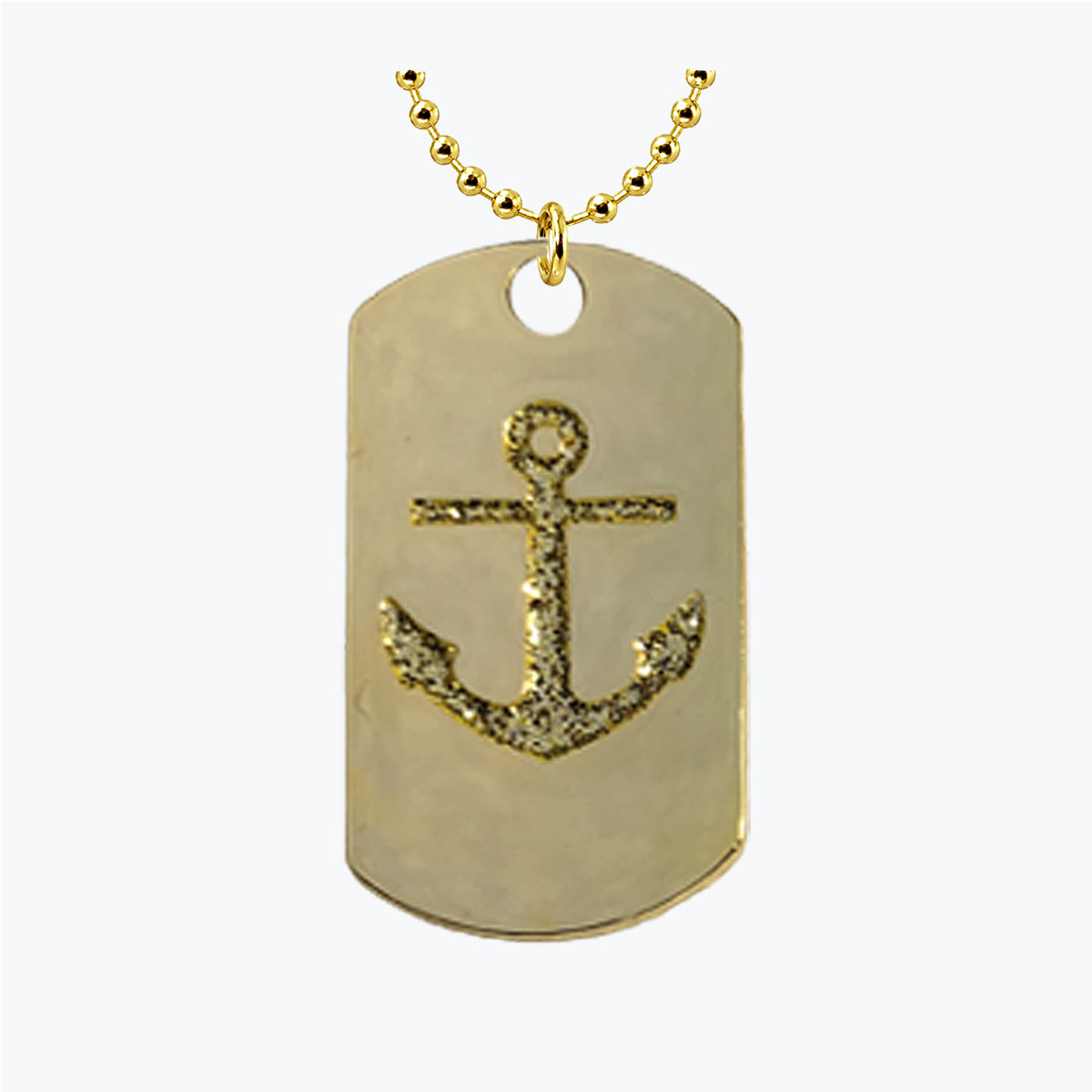 Mini Navy Gold Anchor Dog Tag